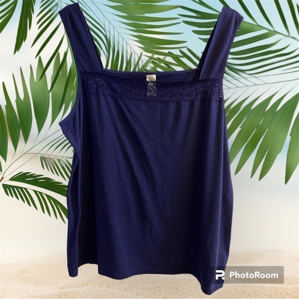 Womens Plus Size 2X Navy Blue Tank Top